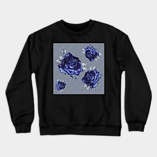 striped blue rose -white Crewneck Sweatshirt